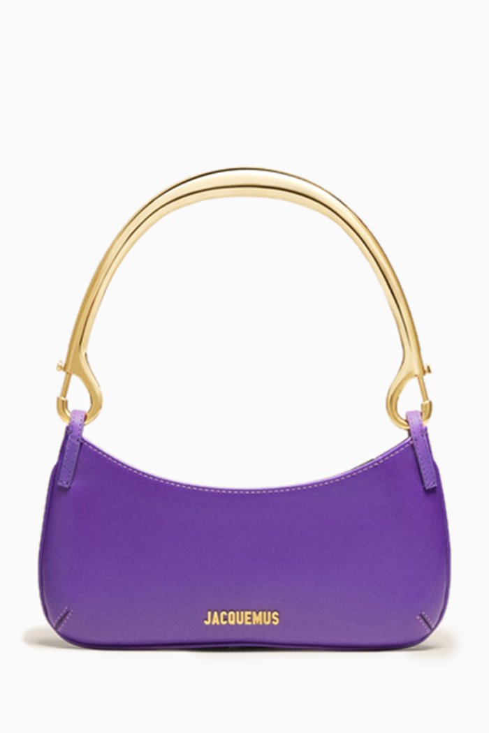 Le Bisou Mousqueton Shoulder Bag in Leather, Purple