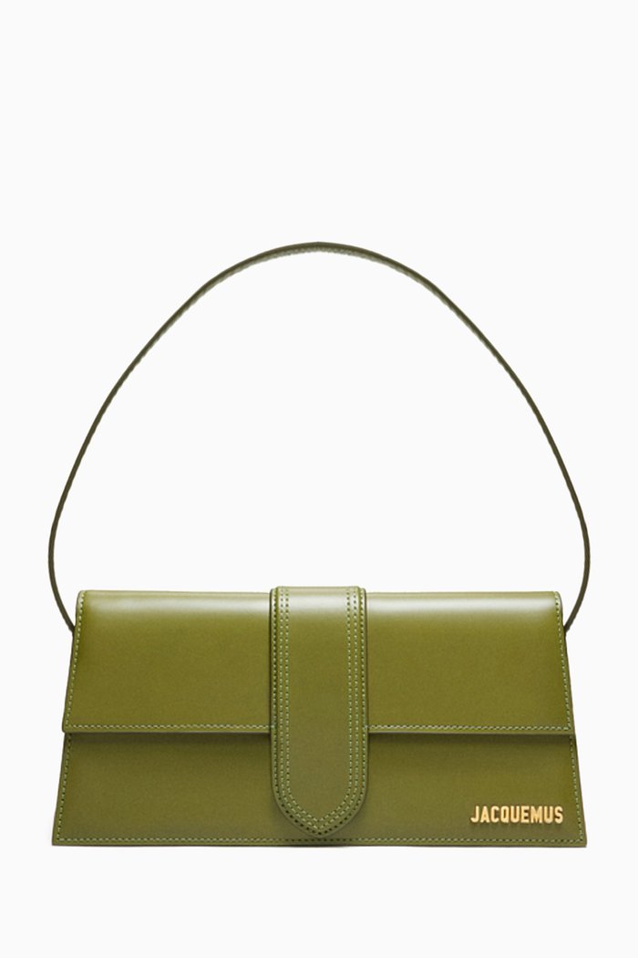 Le Bambino Long Shoulder Bag in Cowskin Leather, Green