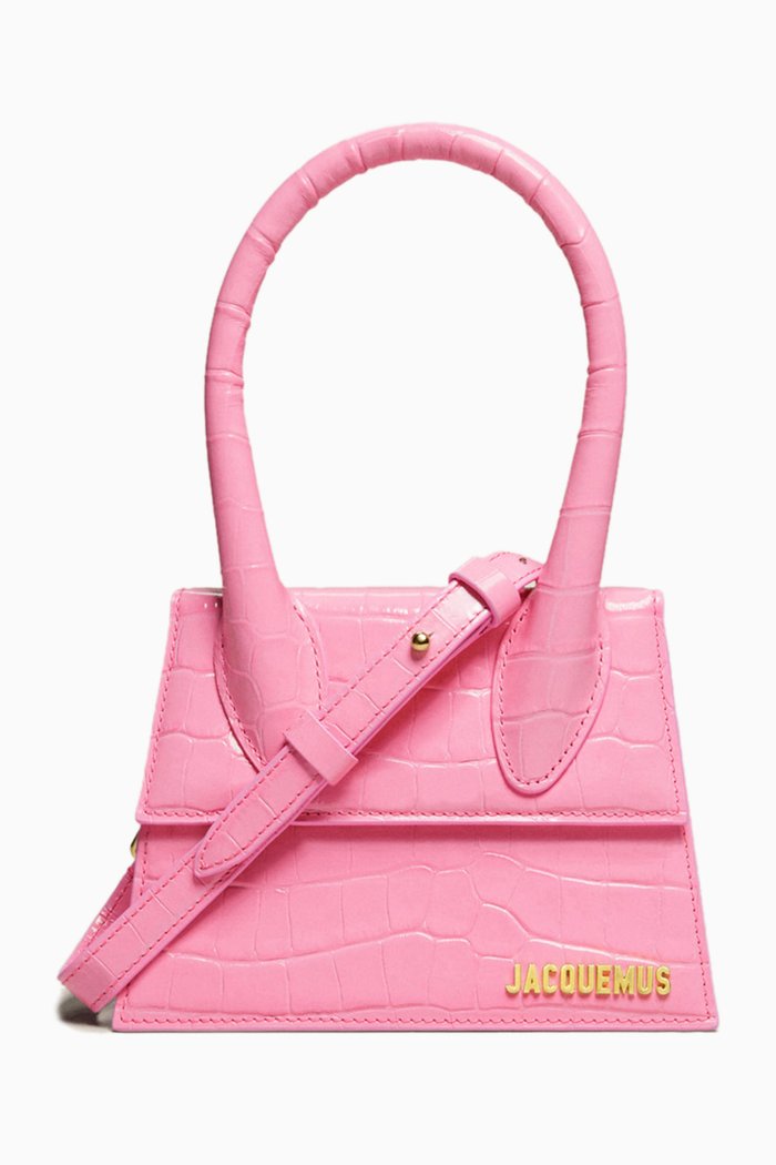 

Le Chiquito Moyen Tote Bag in Croc-embossed Leather, Pink