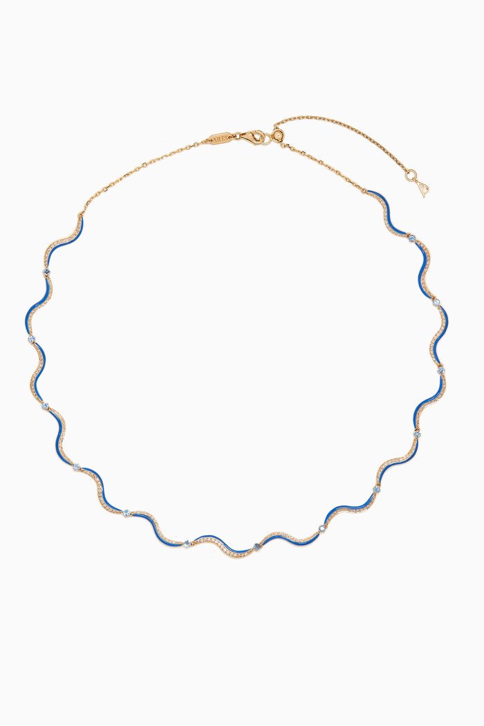

Tidal Wave Diamond Necklace in 18kt Gold, Blue