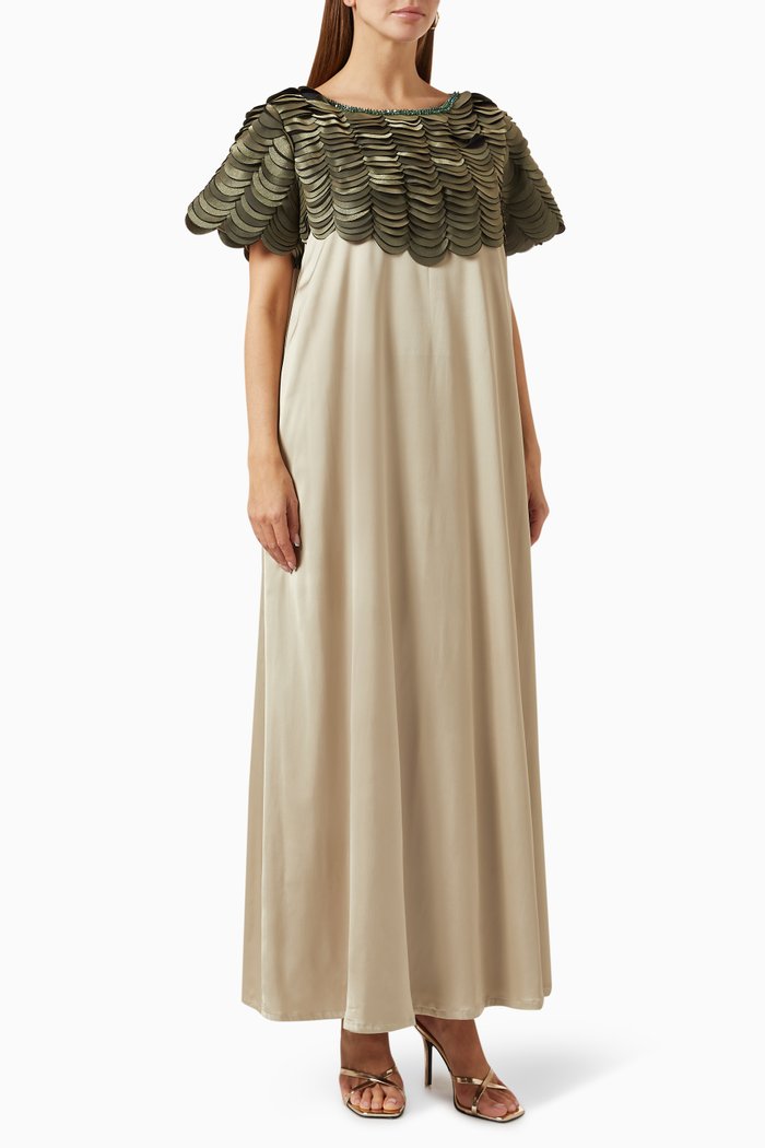 

Eagle Contrast-trim Kaftan in Satin, Green