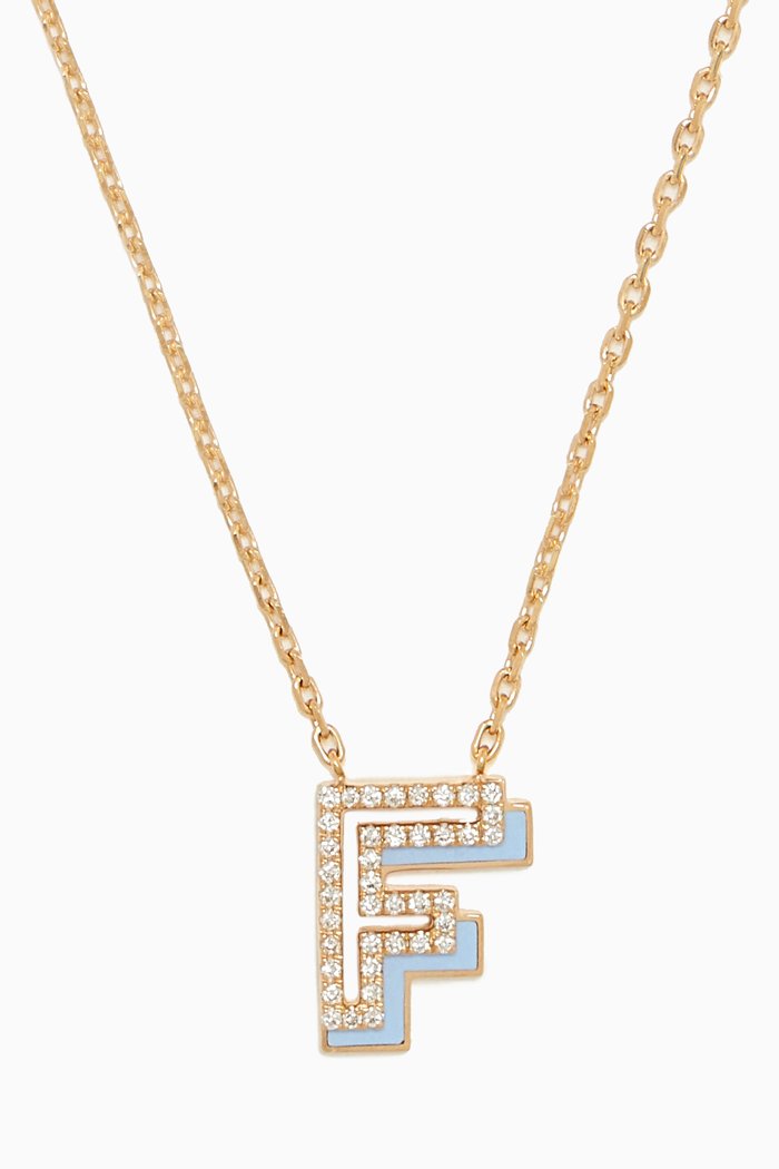 

Shadow Letter Diamond Necklace in 18kt Gold, Blue