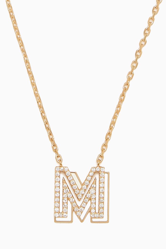 

Shadow Letter Diamond Necklace in 18kt Gold, White