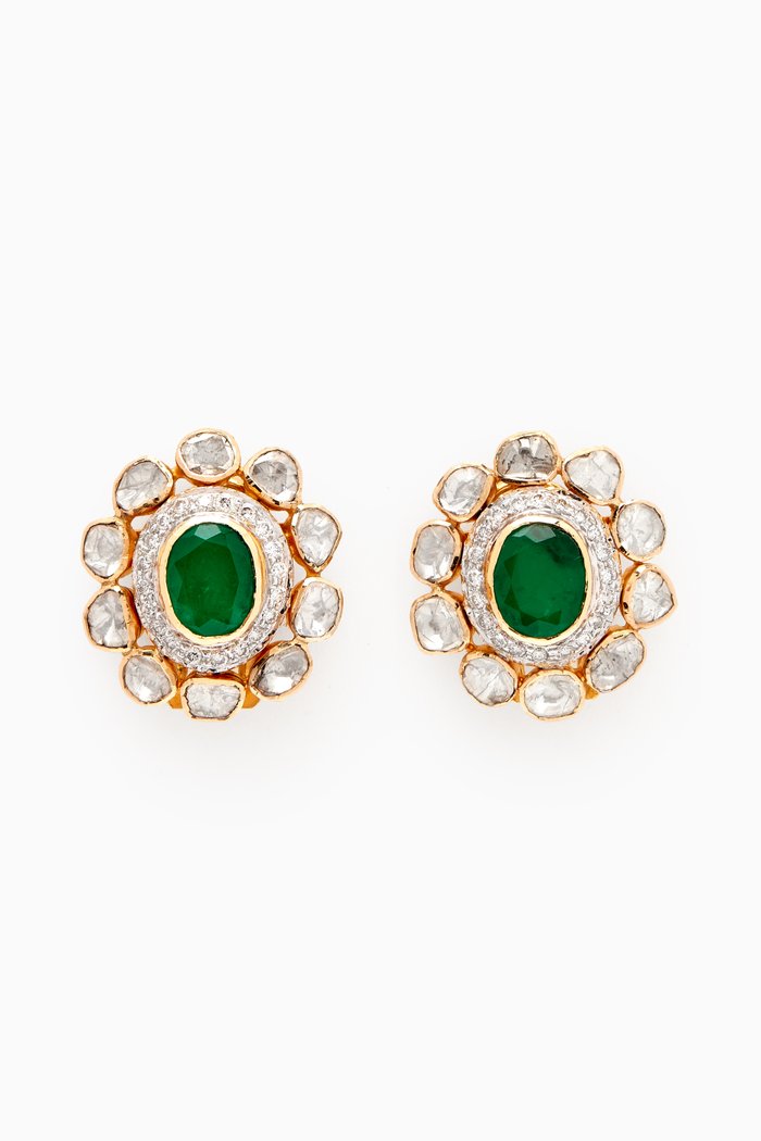 

Jhalak Stud Earrings in 18kt Gold & Polki Diamonds