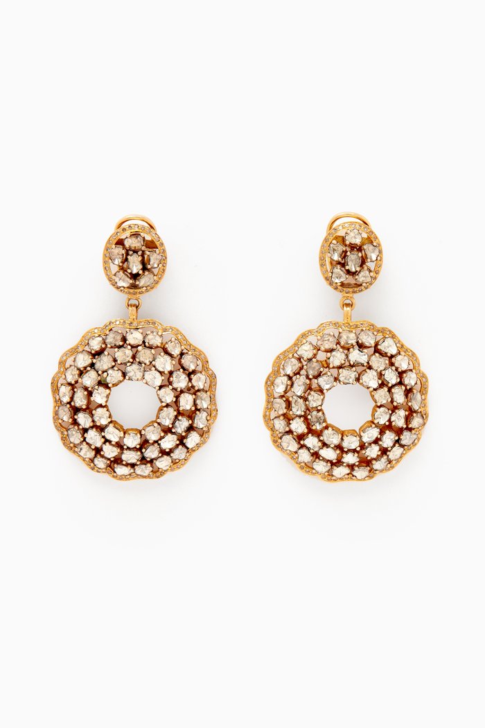 

Zainab Drop Earrings in 14kt Gold & Polki Diamonds
