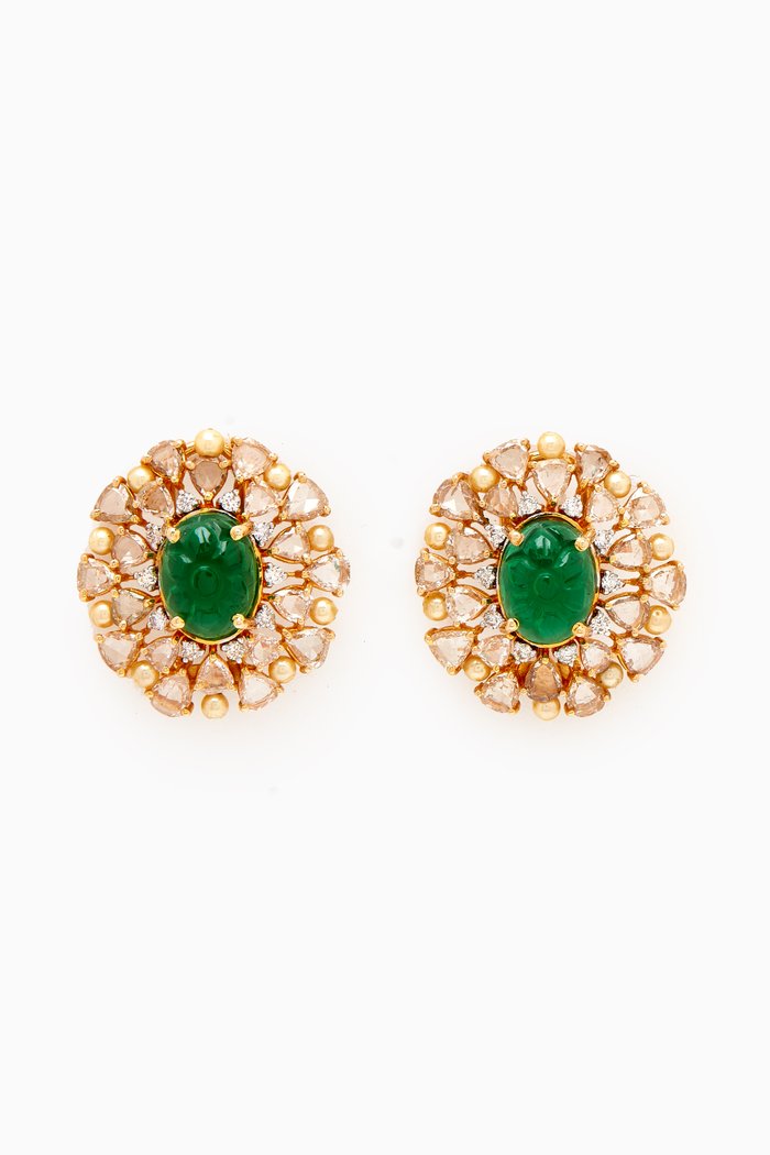Begum Stud Earrings in 18kt Gold & Doublet