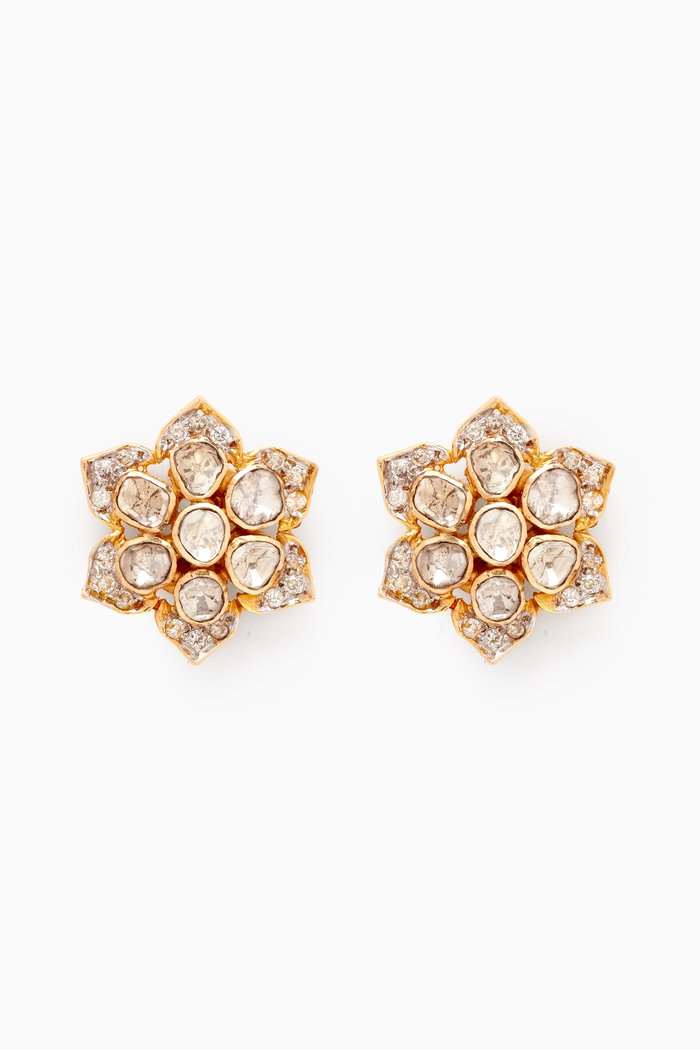 

Nalini Stud Earrings in 18kt Gold & Uncut Diamonds