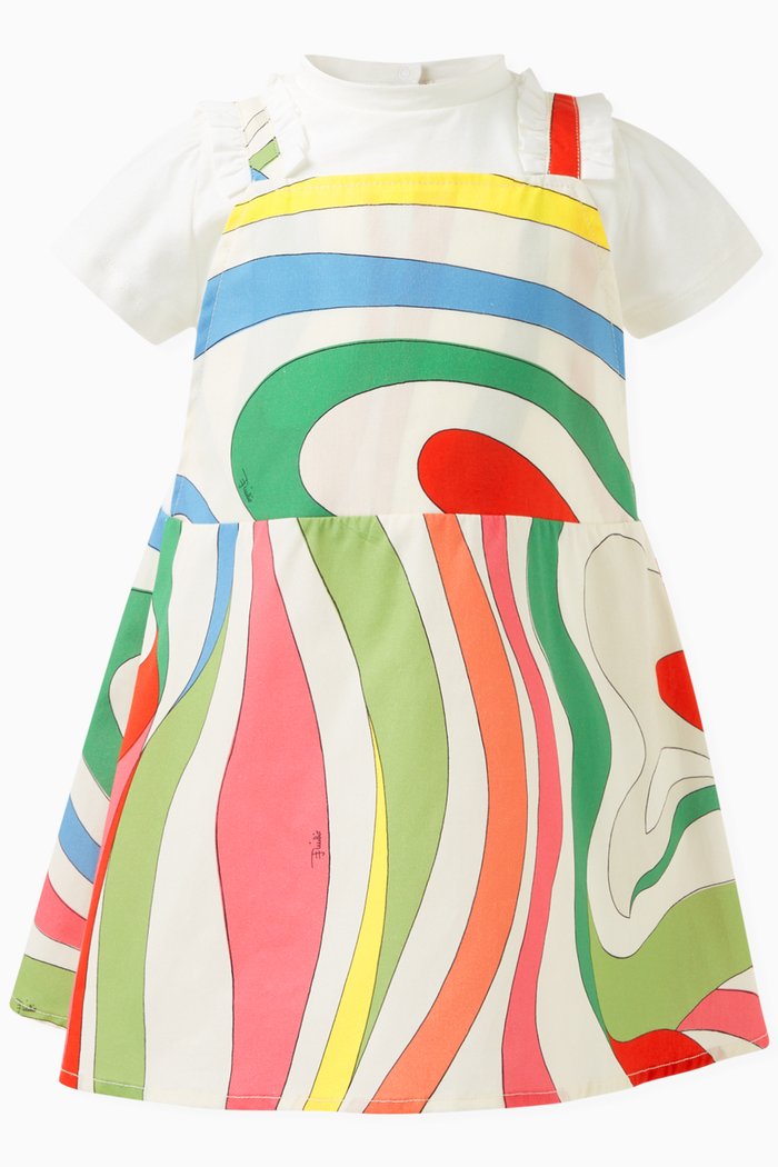 Abstract-print Dress in Cotton, Multicolour