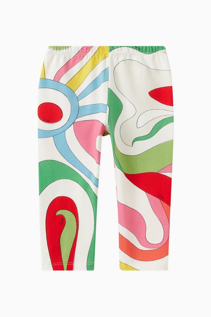 

Graphic Print Leggings in Cotton Stretch, Multicolour