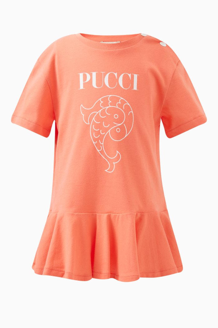 

Logo T-shirt Dress in Cotton, Orange