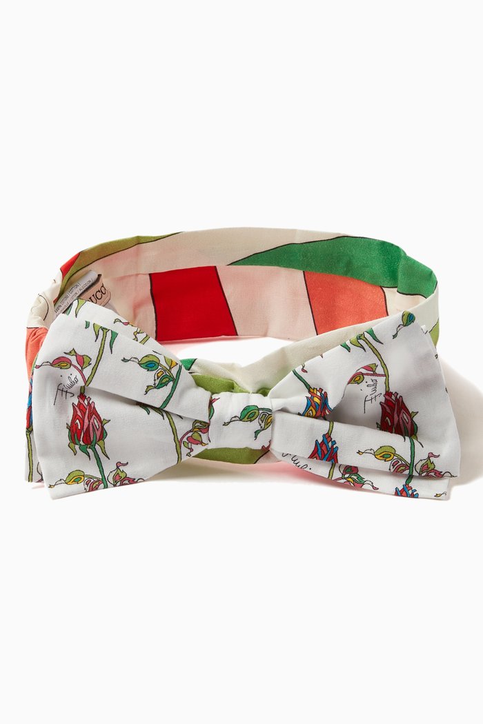 

Abstract-print Bow-applique Headband in Cotton, Multicolour