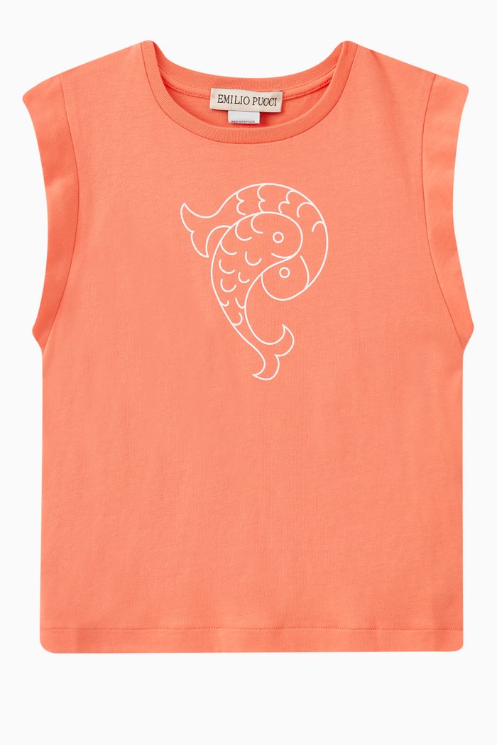 Logo T-shirt in Cotton, Orange