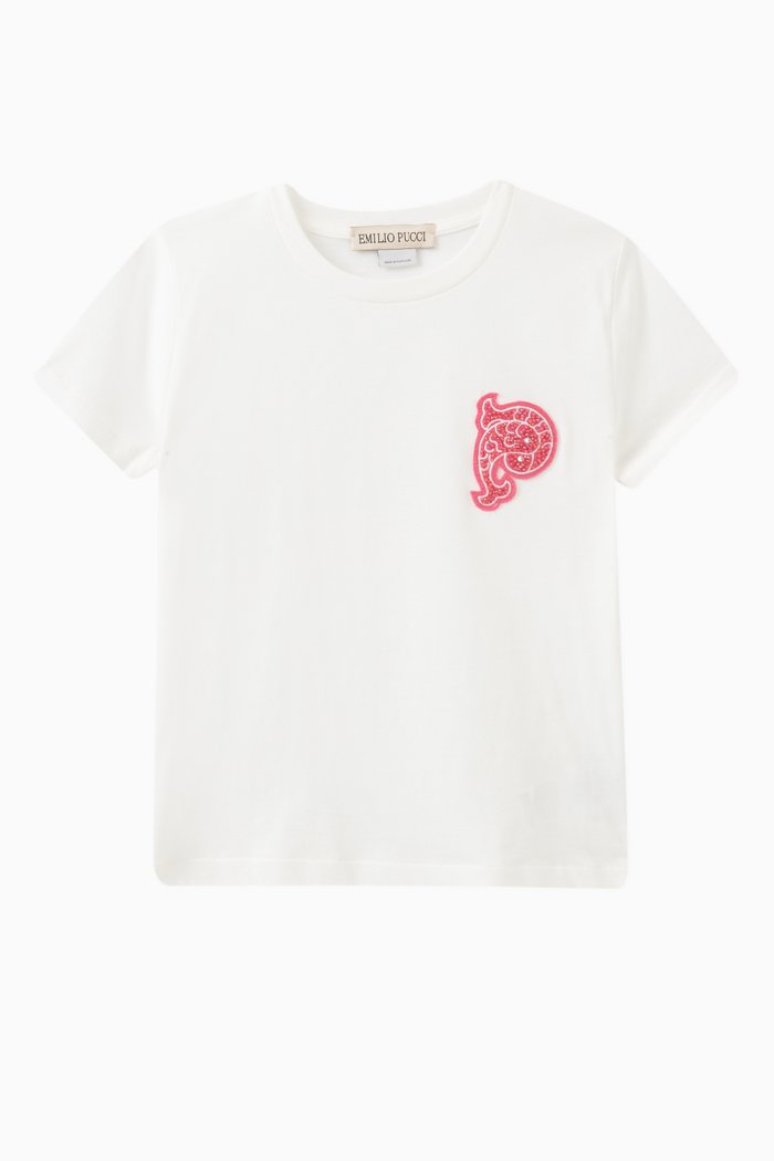 

P-Appliqué T-Shirt in Cotton, White