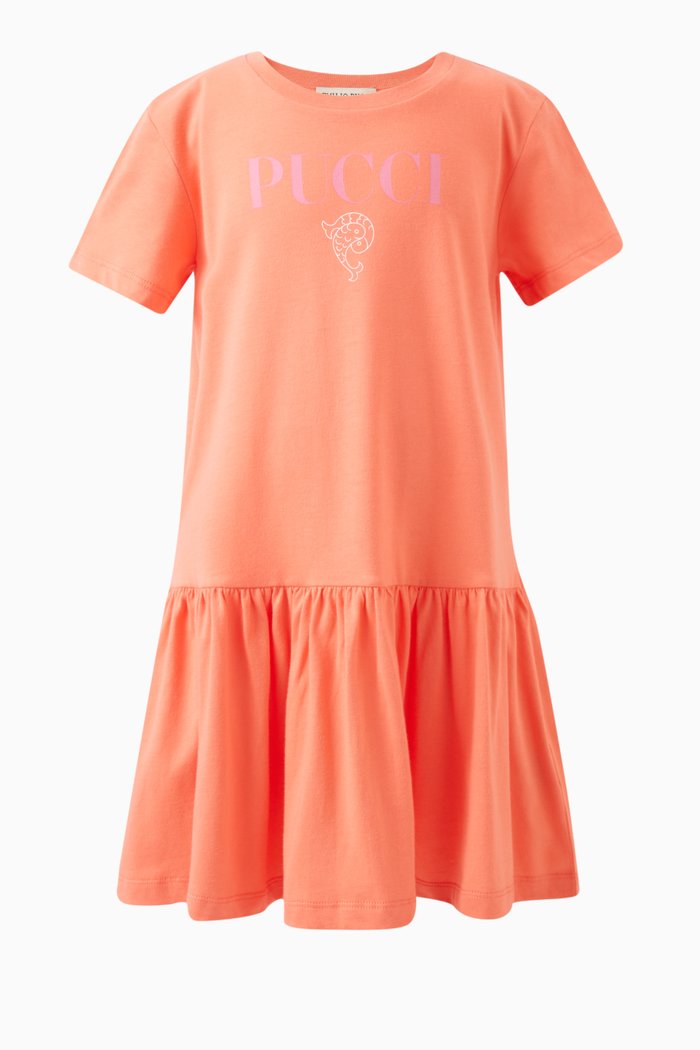 

Logo T-shirt Dress in Cotton, Orange