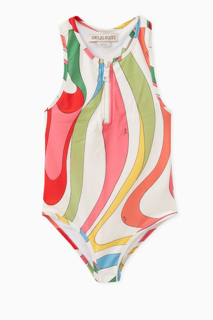 

Marmo-Print Swimsuit in Lycra, Multicolour