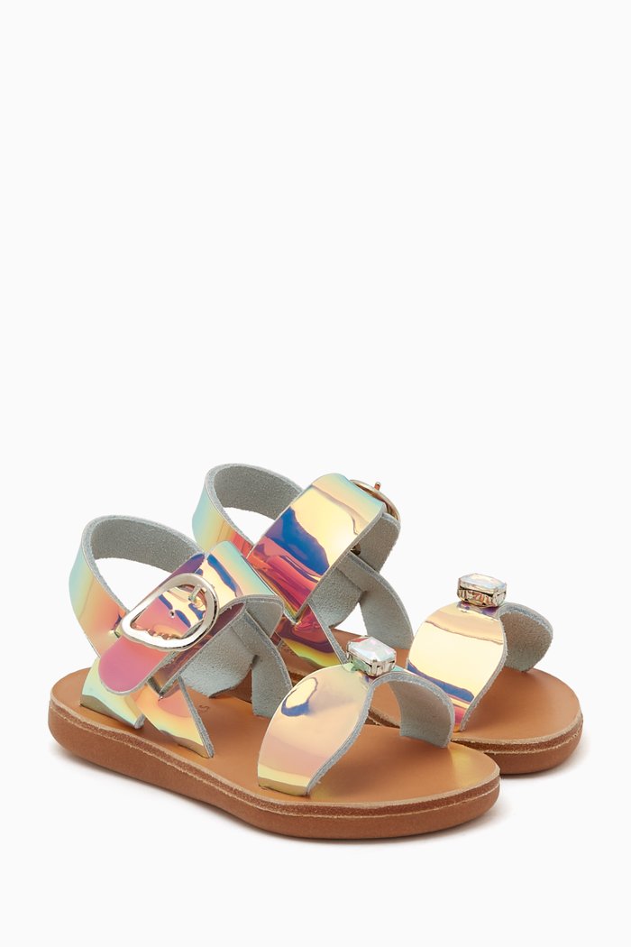 

Little Poppy Soft Sandals in Leather, Silver