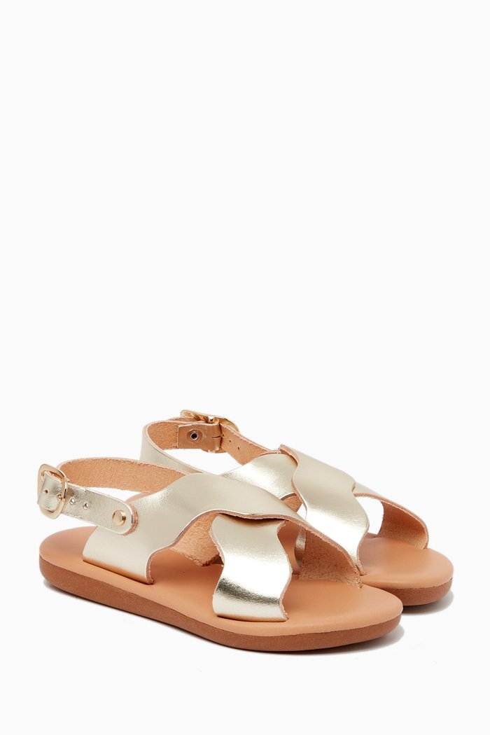 

Little Atokos Soft Sandals in Leather, Silver
