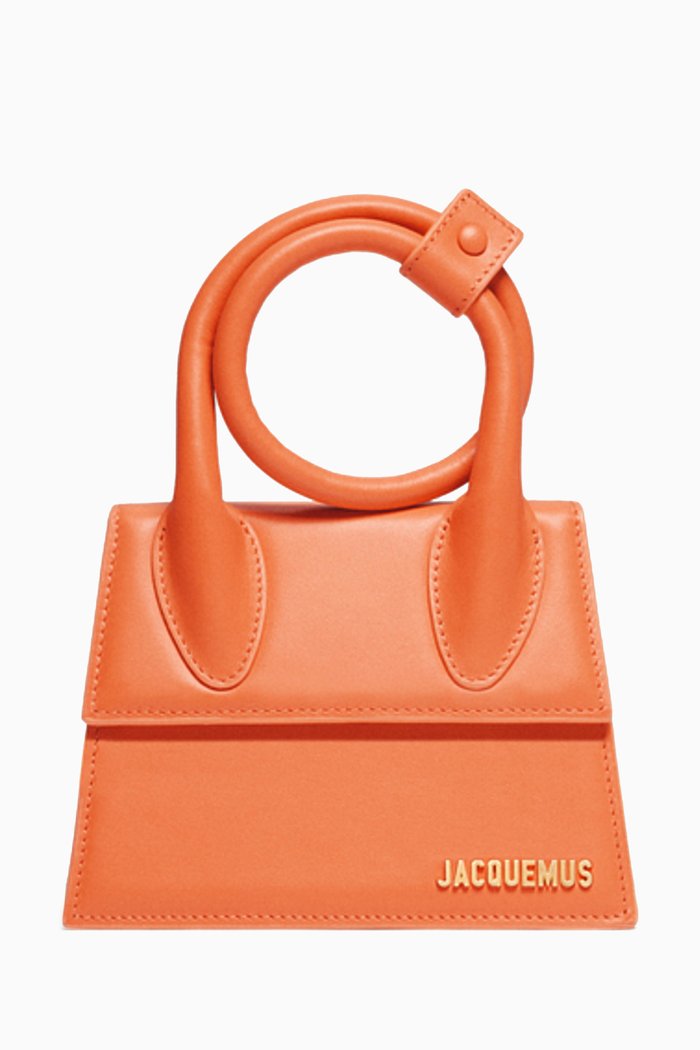 

Le Chiquito Noued Mini Bag in Leather, Orange