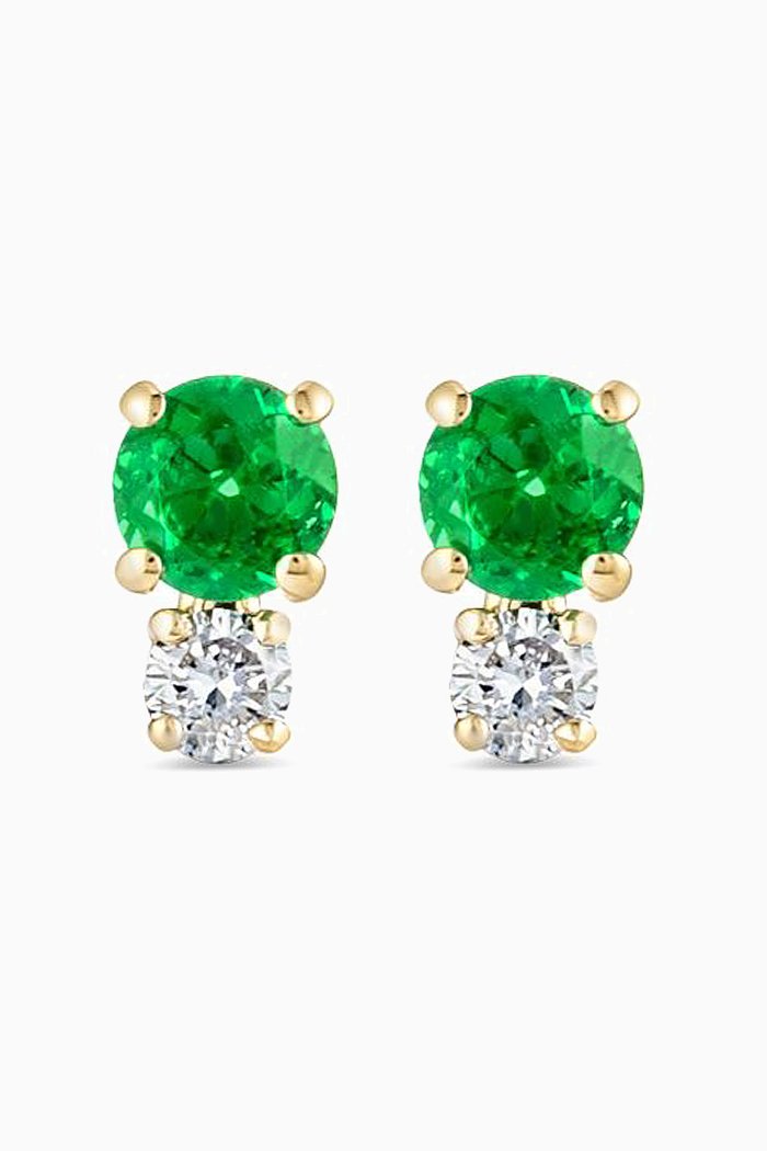

Colombian Emerald Mini Cluster Earrings in 18kt Gold, Green