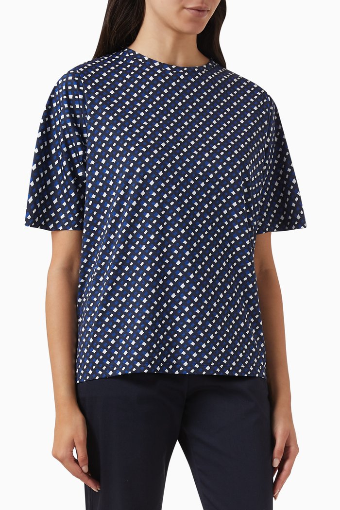 

Oversized Boxy Polka-dot T-shirt in Cotton-jersey, Blue
