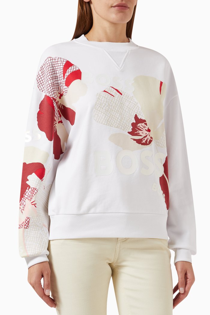

Ecasia Floral-print Sweatshirt in Organic Cotton, White