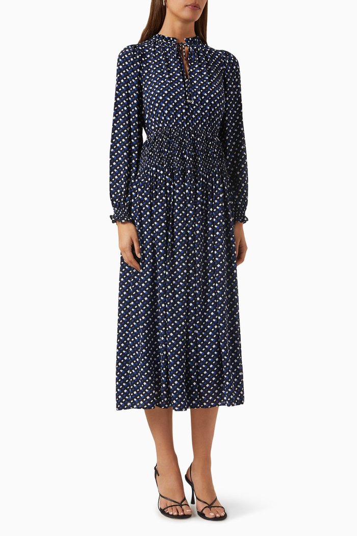 

Dasota Ruffle Collar Midi Dress in Viscose, Blue