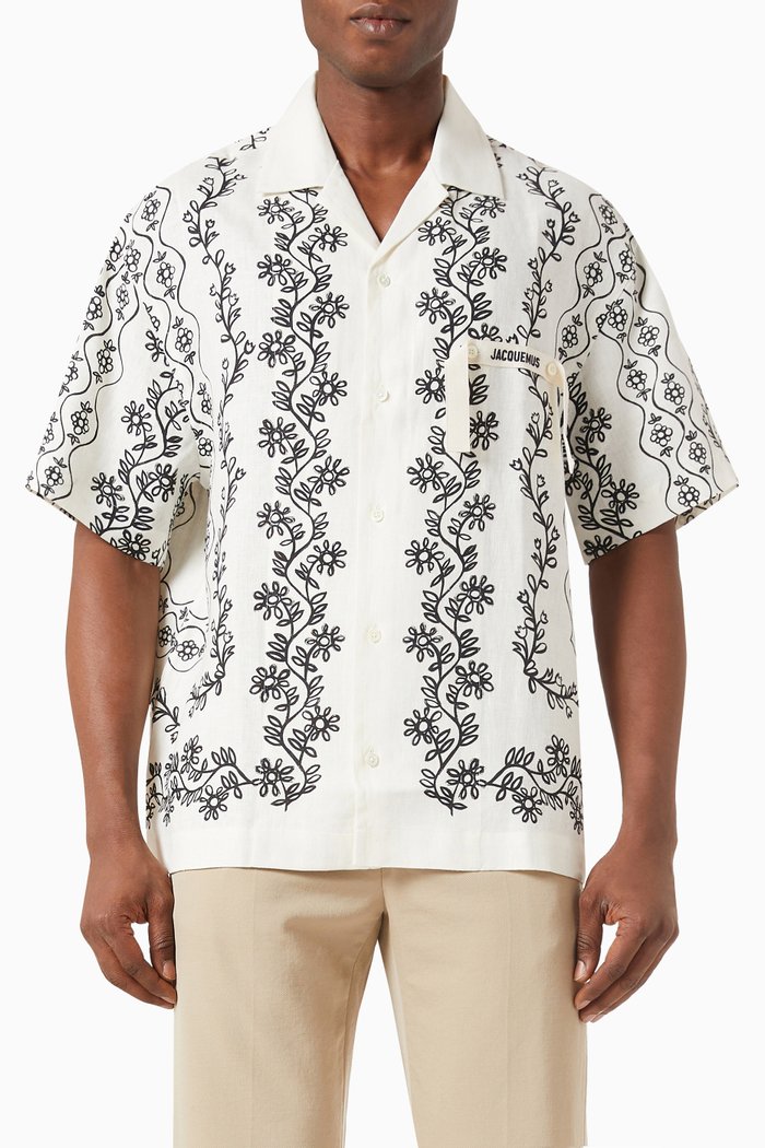 

Flower Print Shirt in Cotton Blend, Multicolour