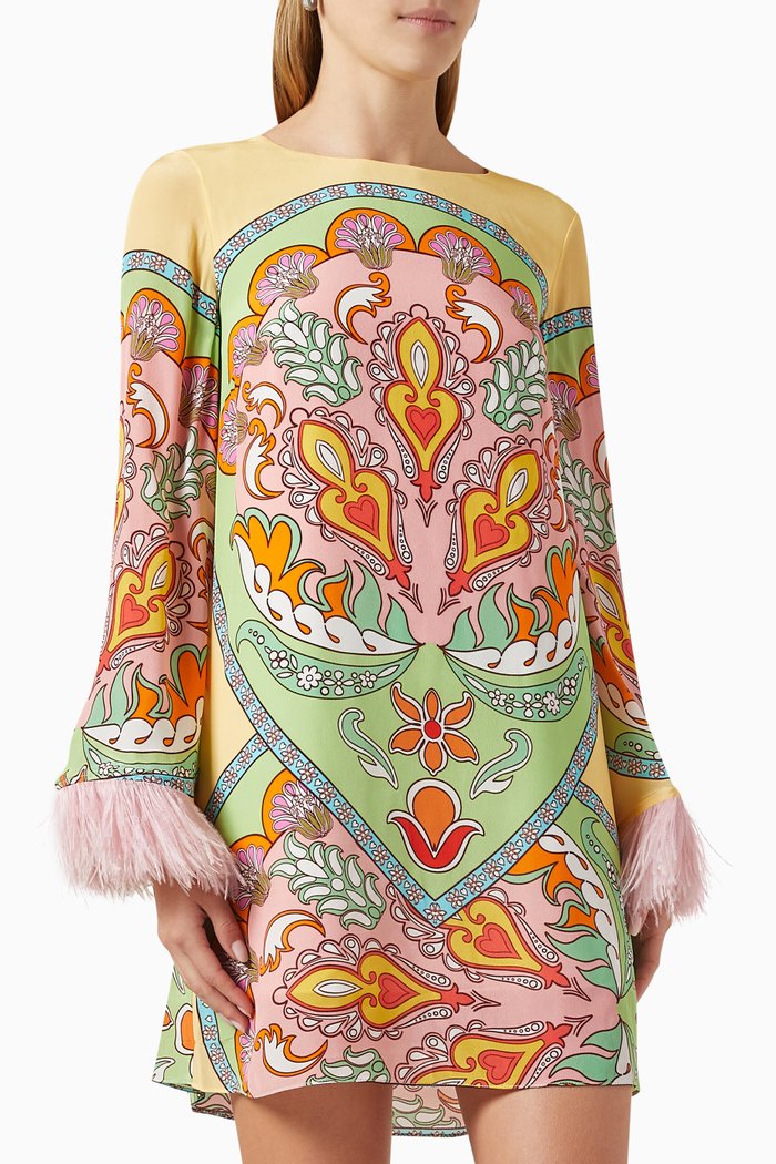 

Cocoa Print Mini Dress in Crepe, Multicolour