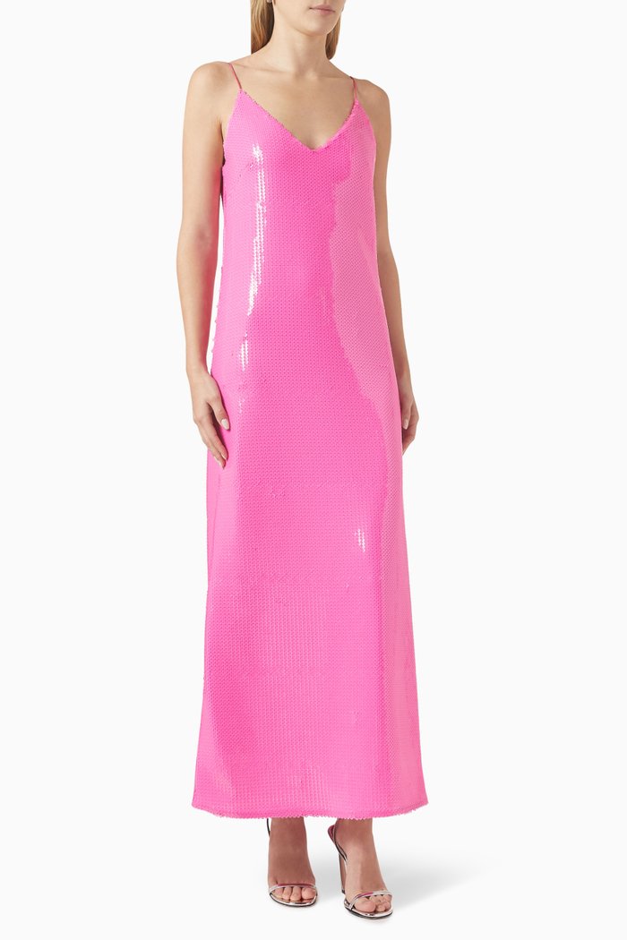 

Jojo Maxi Slip Dress in Sequins, Pink