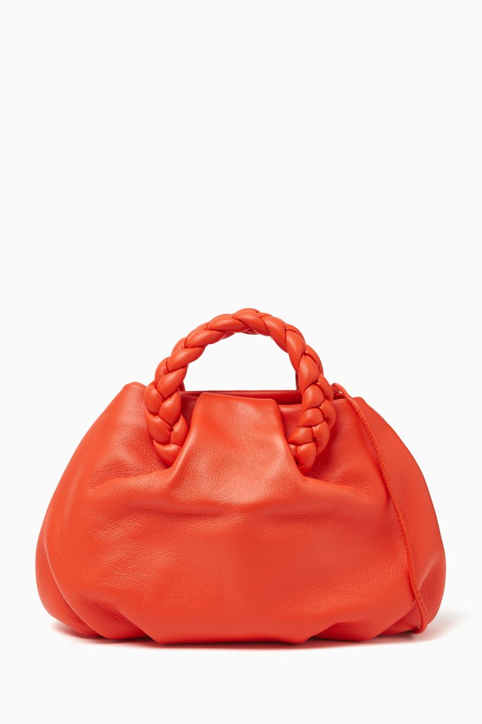 

Small Bombon Braided Crossbody Bag in Leather, Orange