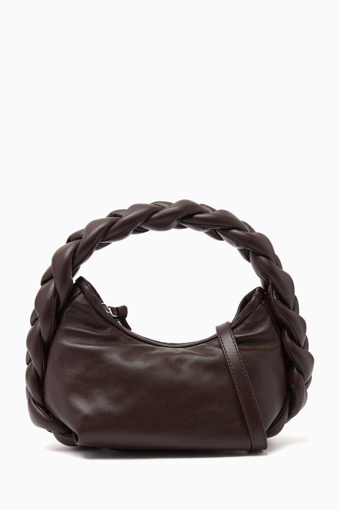 

Mini Espiga Plaited Padded Top Handle Bag in Leather, Brown