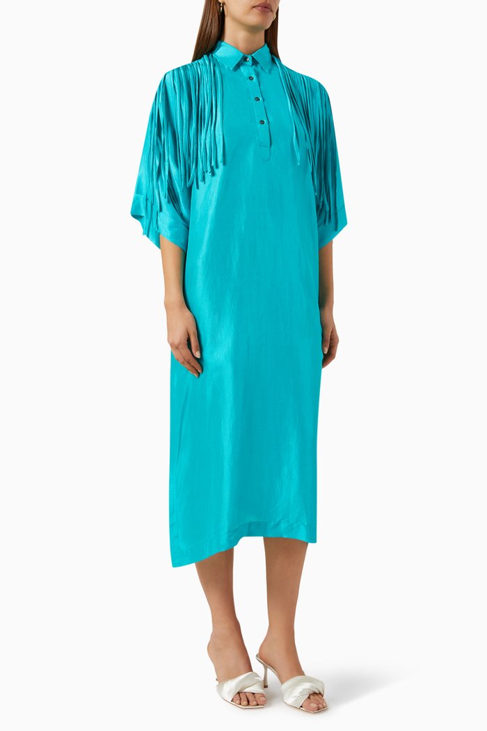 

Selma Midi Dress in Pure Silk, Blue