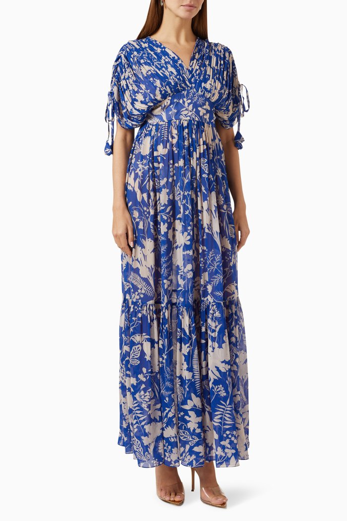 

Sylvie Dress in Pleated Georgette, Blue