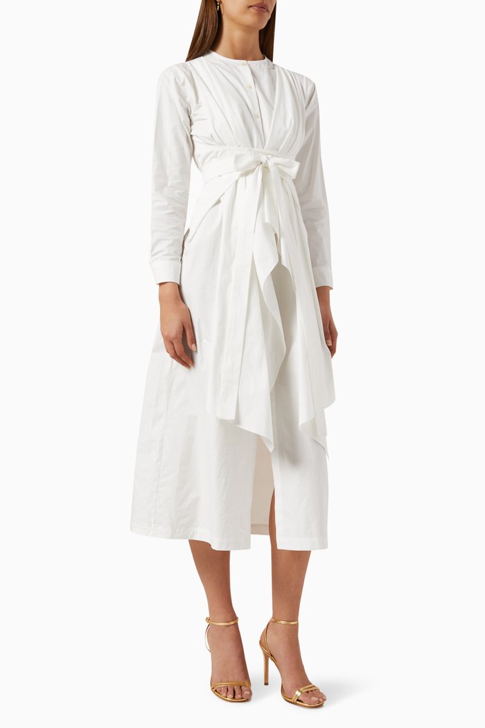 

Waterfall Dress in Cotton, White