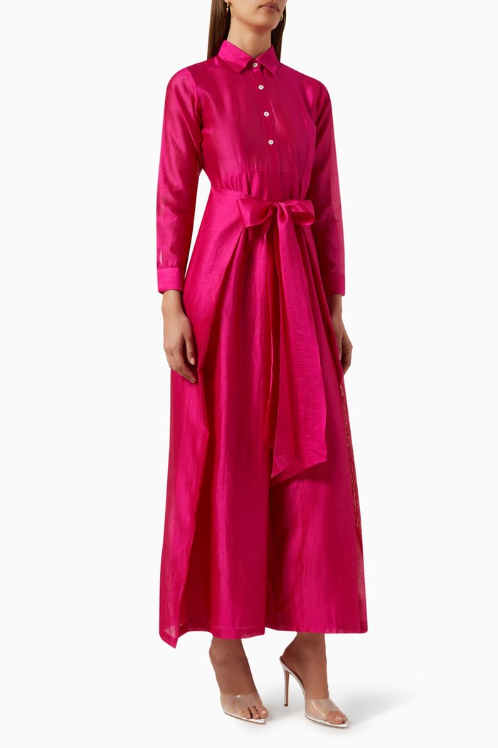 

Kim Jumpsuit in Handloom Chanderi, Pink