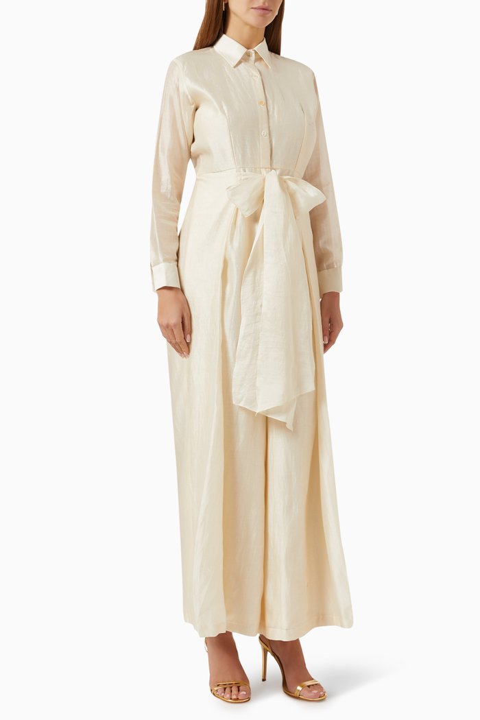 

Kim Overlay Jumpsuit in Handloom Chanderi, White