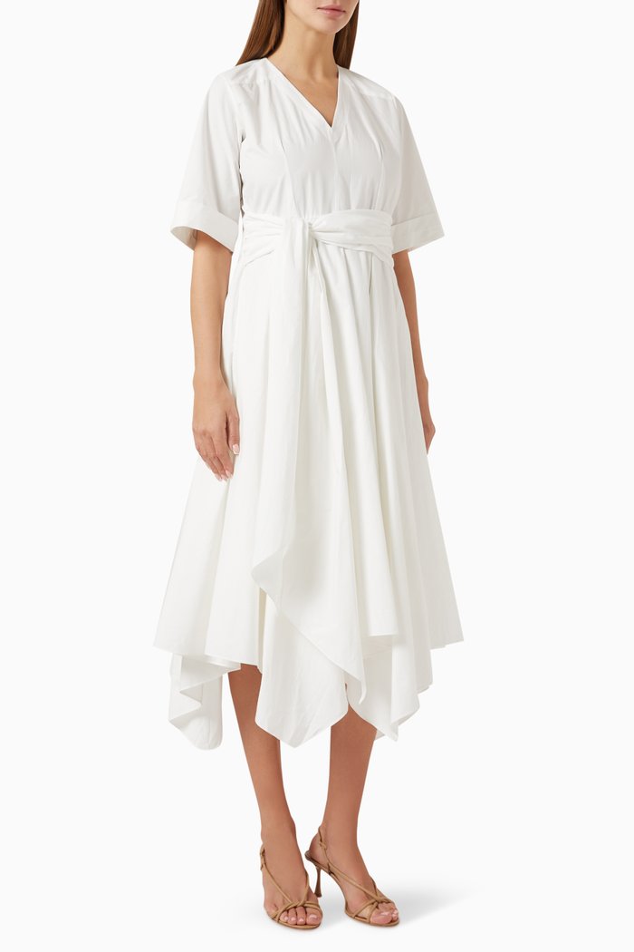 

Delilah Dress in Cotton Poplin, White