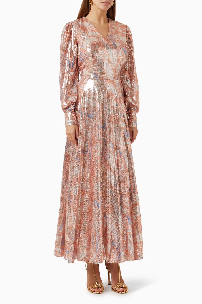 

Sequin-embellished Maxi Dress, Orange