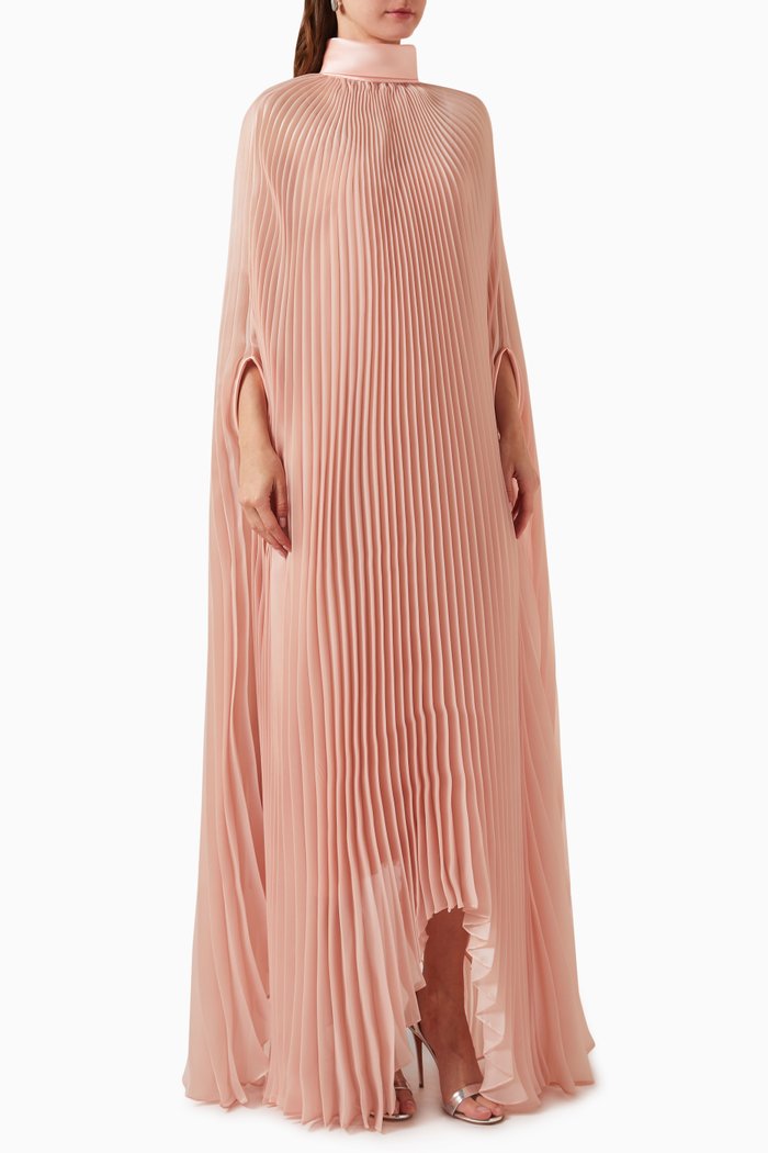

Haala Pleated Maxi Kaftan in Organza, Pink