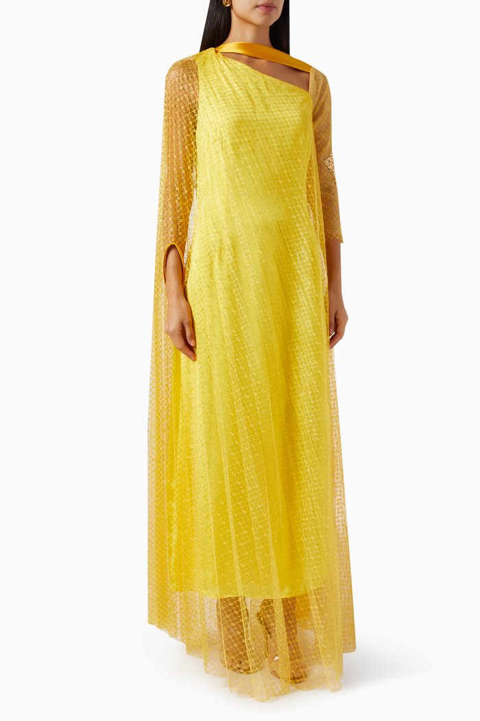

Kiara Embroidered Pleated Maxi Kaftan, Yellow