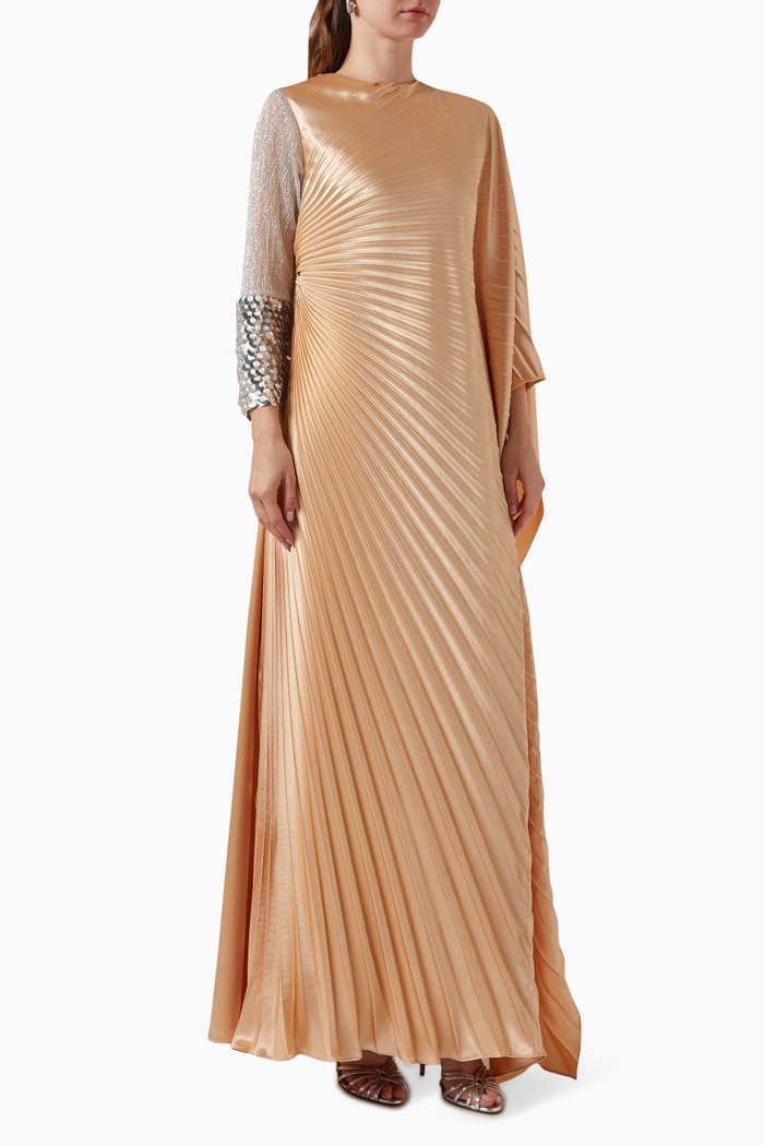 

Laana Embellished Pleated Maxi Kaftan, Neutral