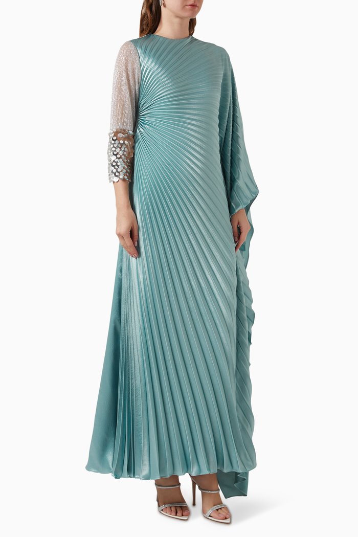 

Laana Embellished Pleated Maxi Kaftan, Green