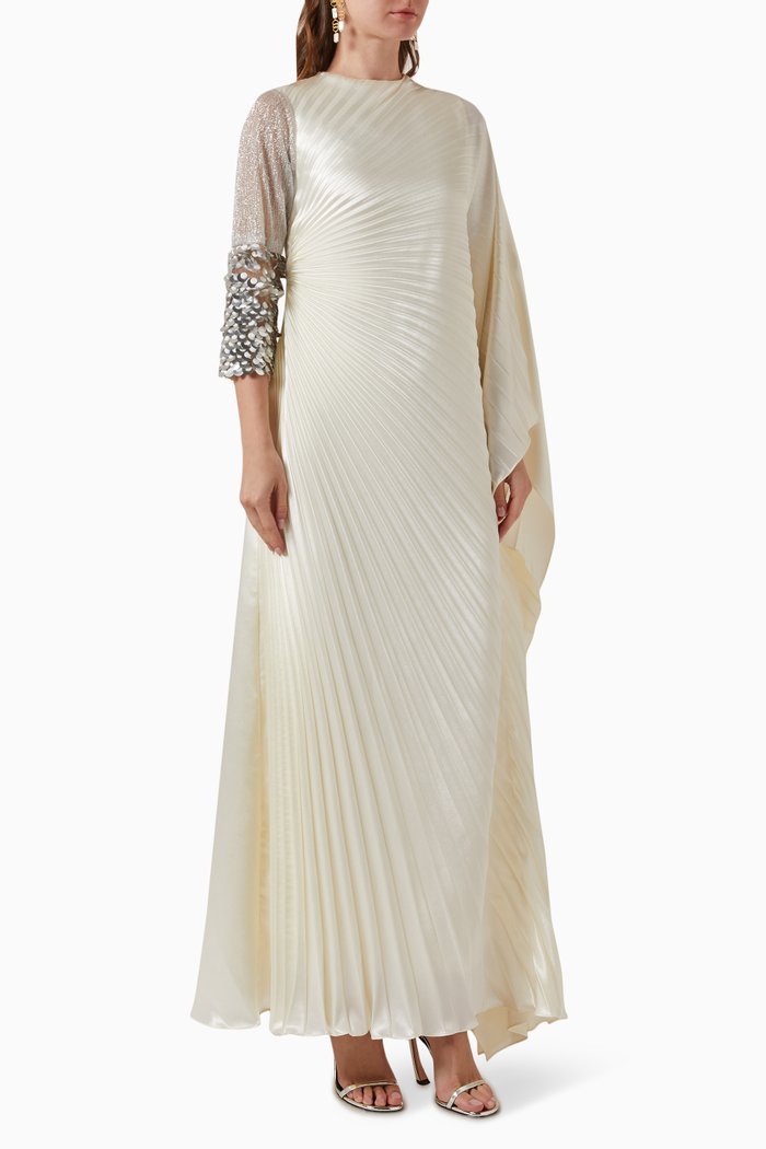 

Laana Embellished Pleated Maxi Kaftan, Neutral