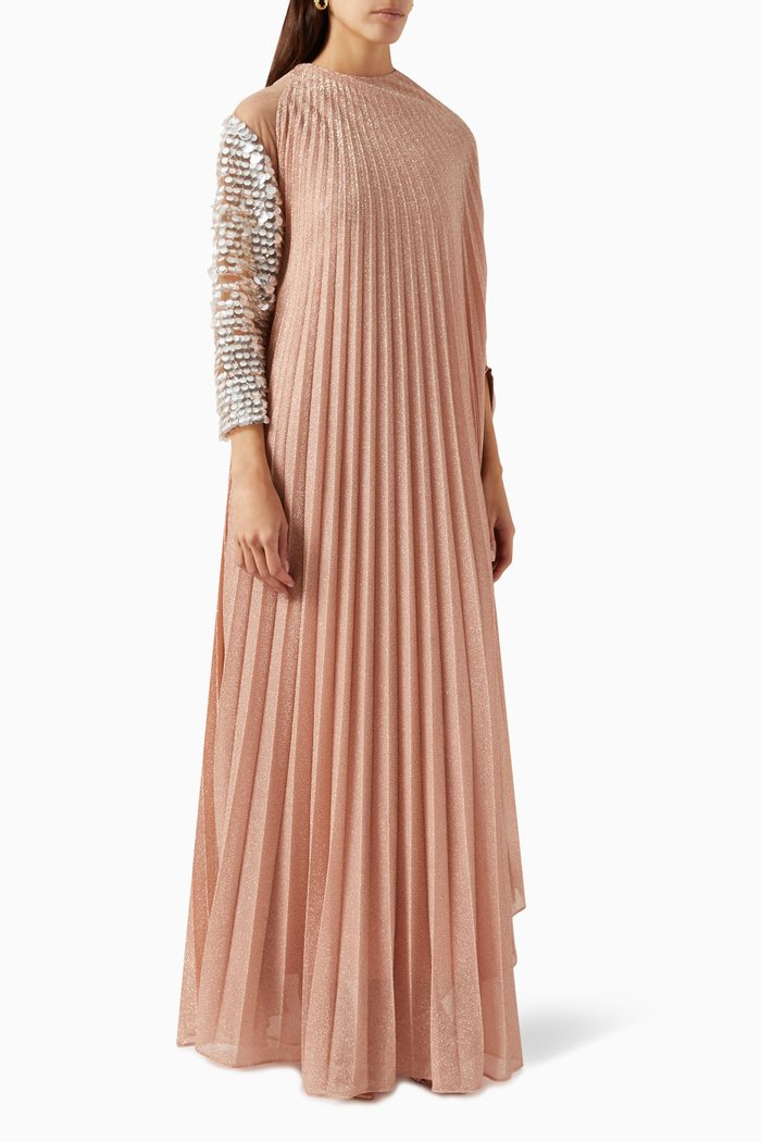 

Aisha Pleated Cape Maxi Dress in Lurex-blend, Pink