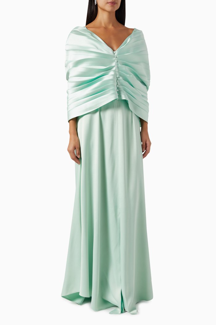 

Dara Pleated Cape Kaftan, Green