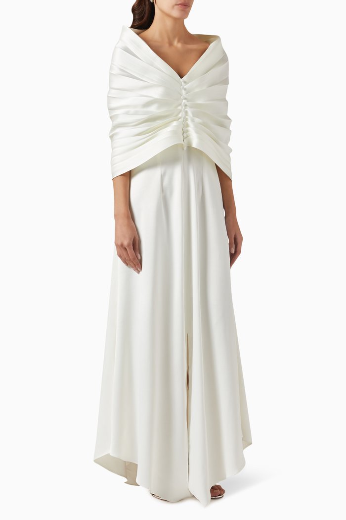 

Dara Pleated Cape Kaftan, White