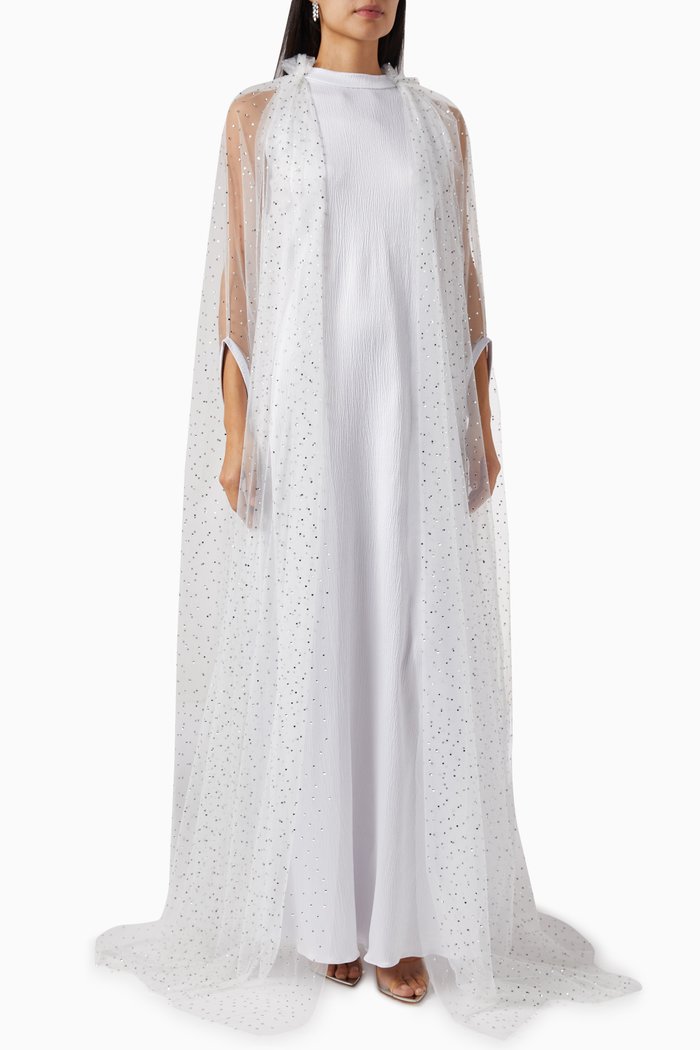 

Julia Embellished Cape Maxi Kaftan, White