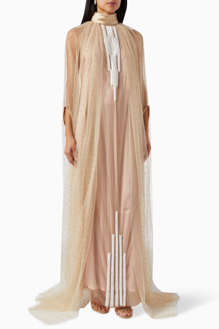 

Julia Embellished Draped Kaftan, Neutral