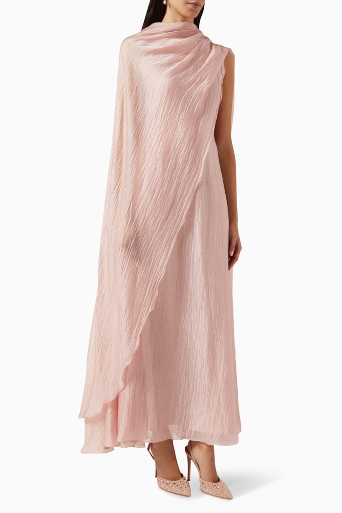 

Draped Scarf Kaftan in Crinkle Georgette, Pink