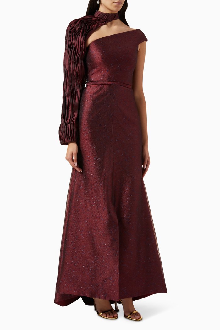 

Off-Shoulder Choker Gown, Red
